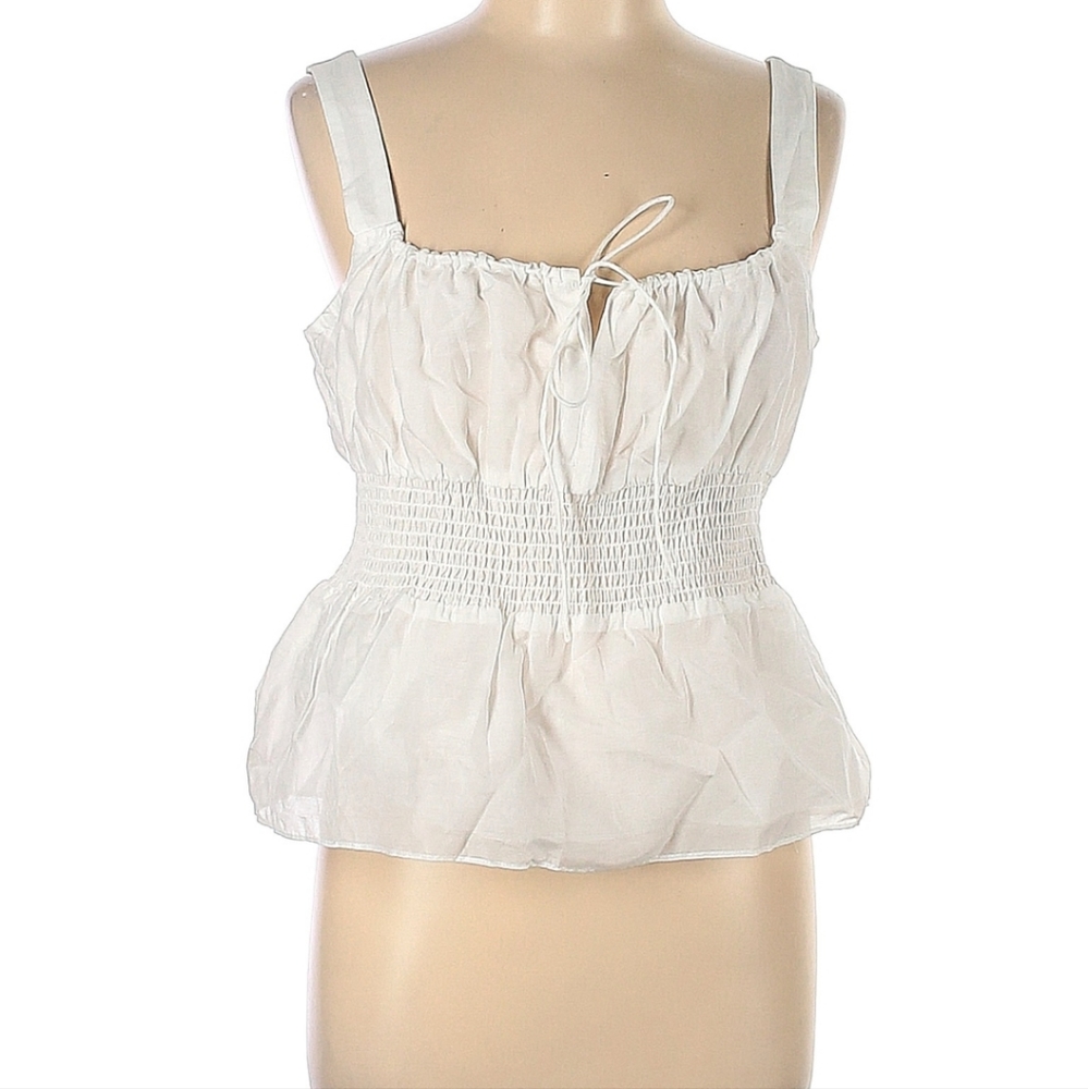 J. Crew Cotton and Silk Blend Smocked Waist Top size L